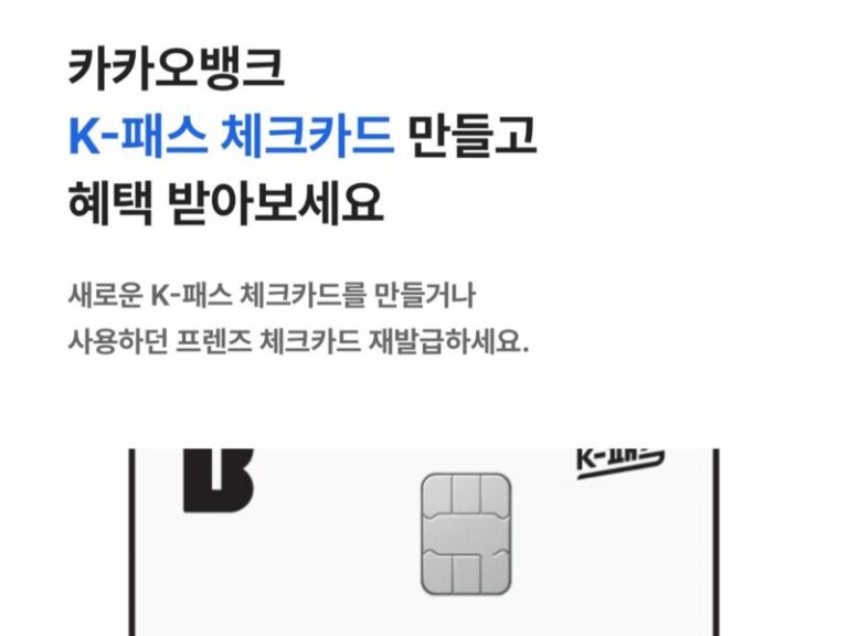 K패스 카드 비교 신용카드 vs 무실적 체크카드 카카오뱅크 발급