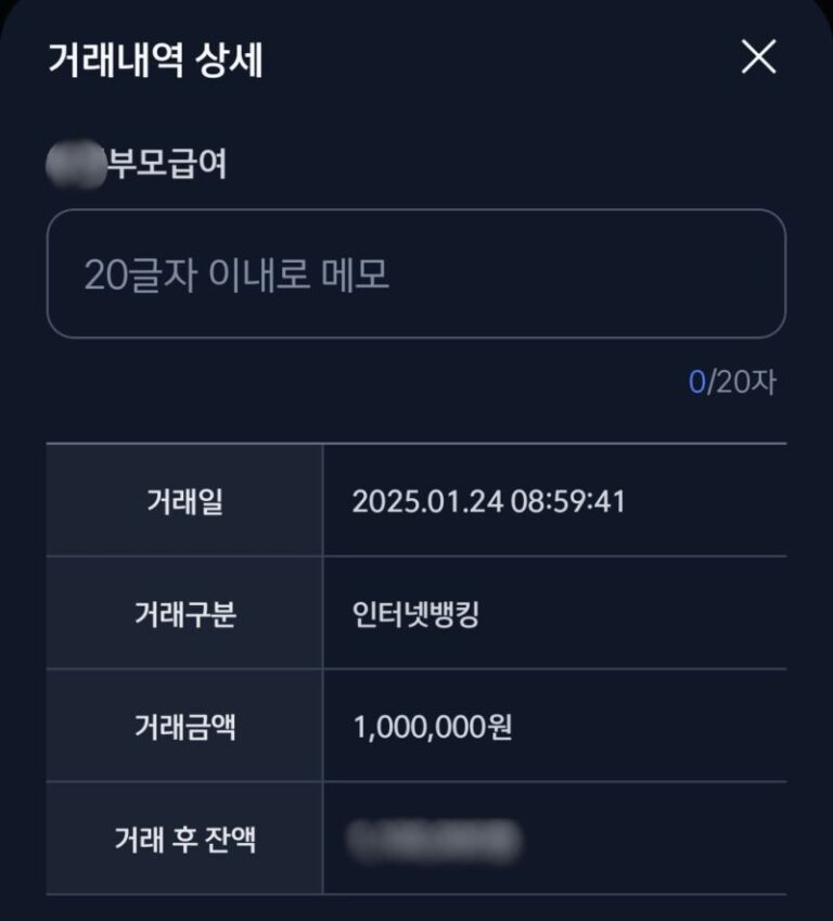 부모급여 아동수당 차이 가정양육 시 매달 100만원 현금 입금 내역 영수증